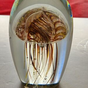 Dynasty Gallery Large Jellyfish Paperweight Glass Art
